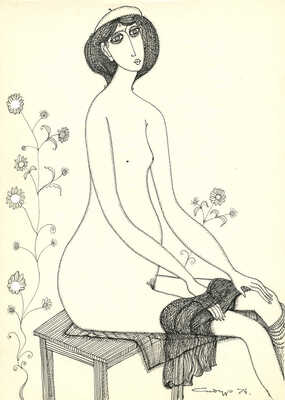 Сидур Вадим Абрамович. Обнаженная на табурете